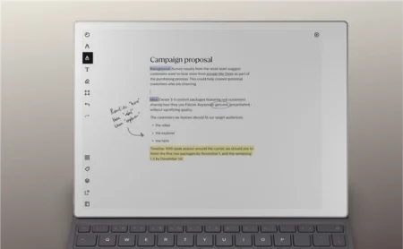 Annotated typed text on reMarkable Paper Pro.