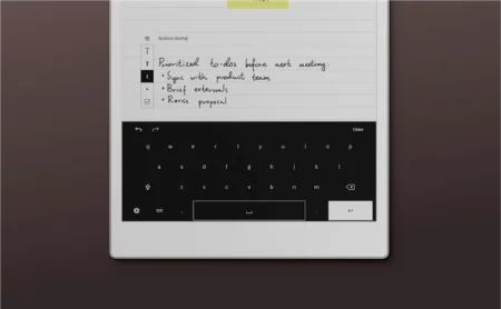 The on-screen keyboard on reMarkable Paper Pro.